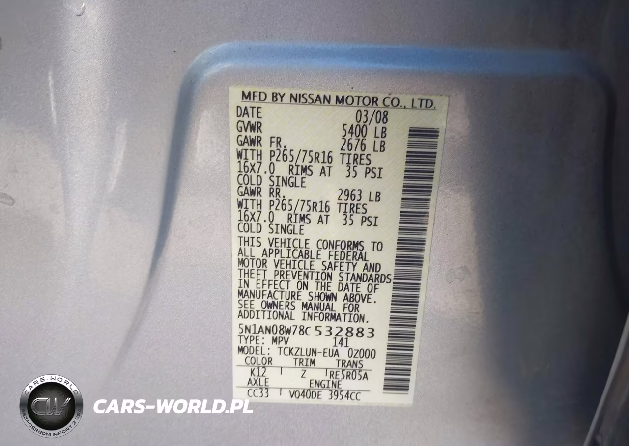 2008 Nissan Xterra Off Road VIN:5N1AN08W78C532883 - 9