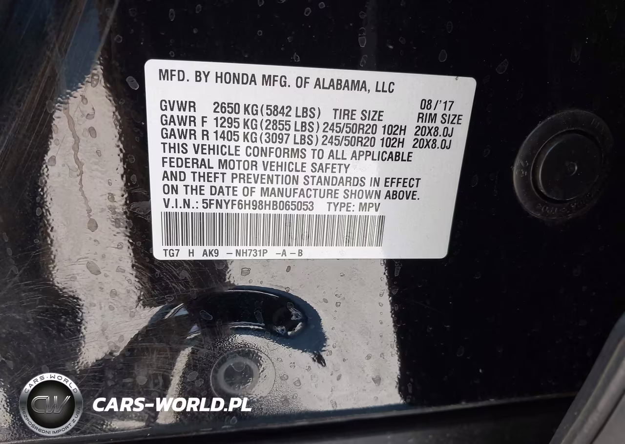 2017 Honda Pilot Touring VIN:5FNYF6H98HB065053 - 9