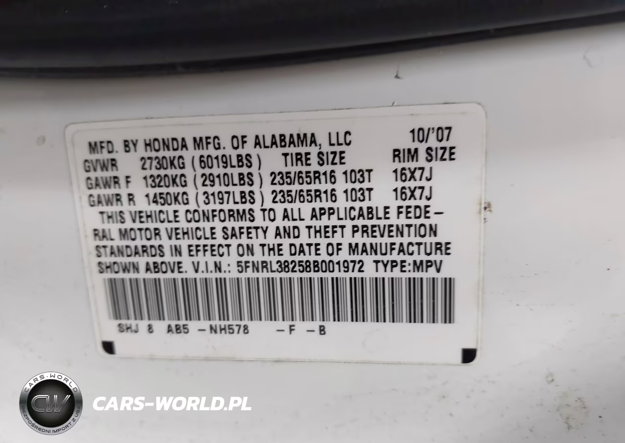 2008 Honda Odyssey Lx VIN:5FNRL38258B001972 - 9