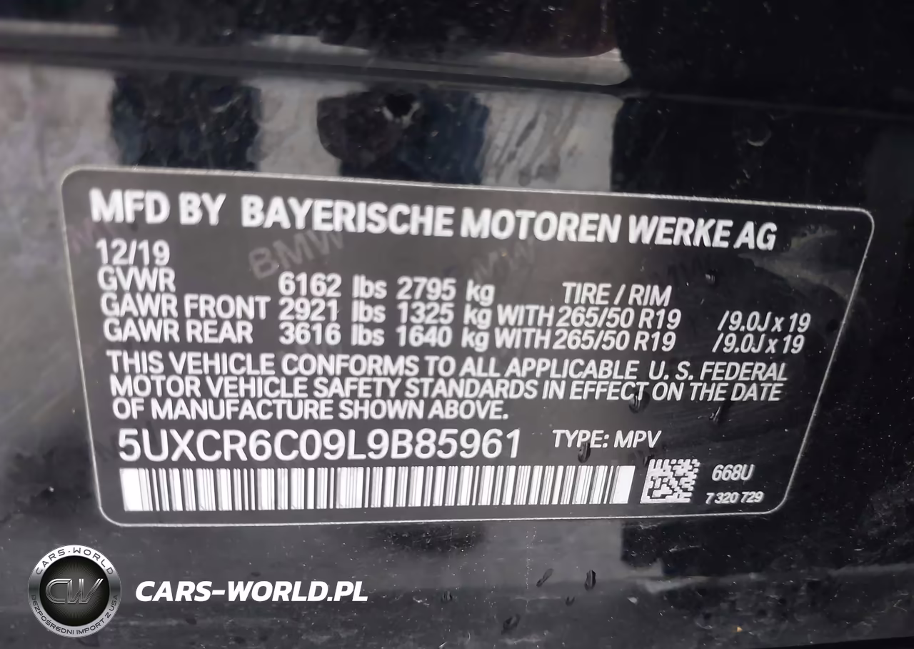 2020 BMW X5 xDrive40I VIN:5UXCR6C09L9B85961 - 9