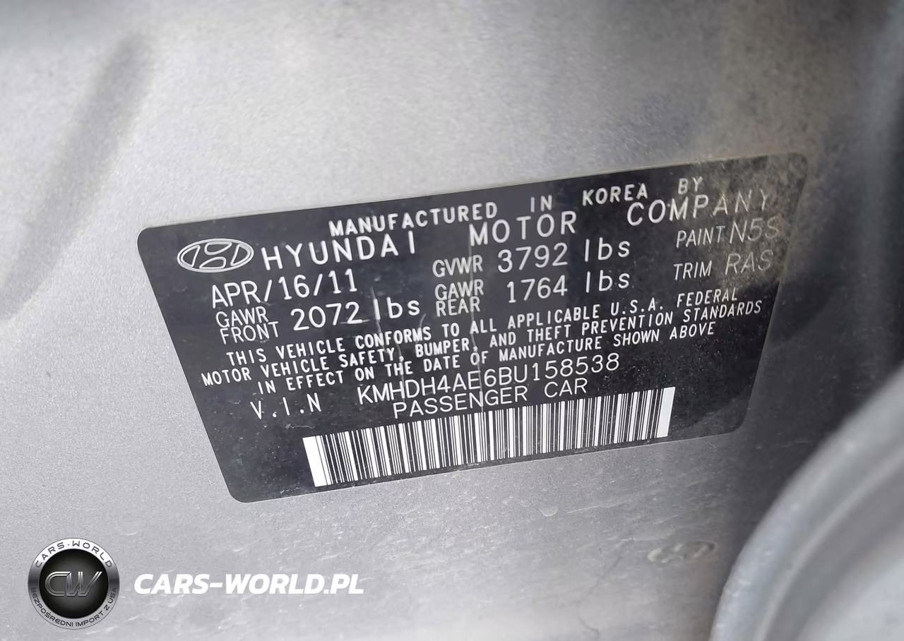 2011 Hyundai Elantra Gls (Ulsan Plant) VIN:KMHDH4AE6BU158538 - 9