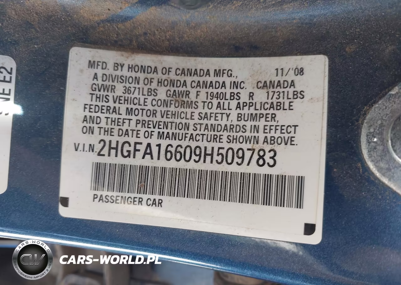 2009 Honda Civic Lx-S VIN:2HGFA16609H509783 - 9