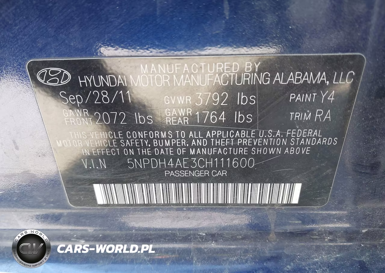 2012 Hyundai Elantra Limited VIN:5NPDH4AE3CH111600 - 9
