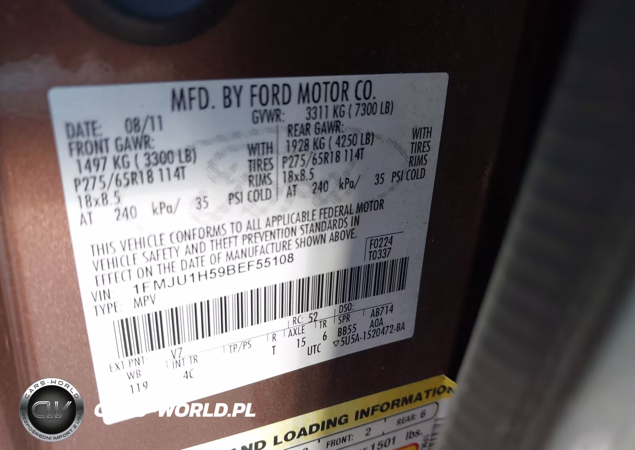 2011 Ford Expedition Xlt VIN:1FMJU1H59BEF55108 - 9