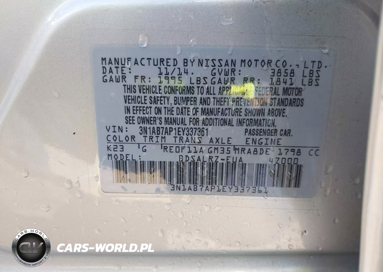 2014 Nissan Sentra Sr VIN:3N1AB7AP1EY337361 - 9