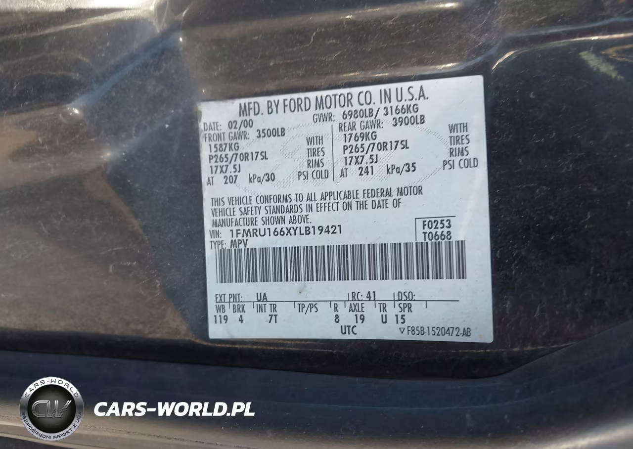 2000 Ford Expedition Xlt VIN:1FMRU166XYLB19421 - 9