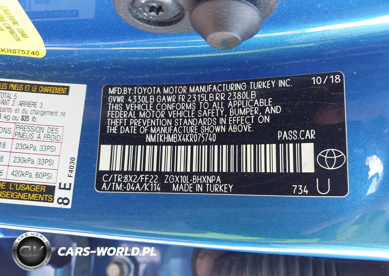 2019 Toyota C-Hr Xle VIN:NMTKHMBX4KR075740 - 9