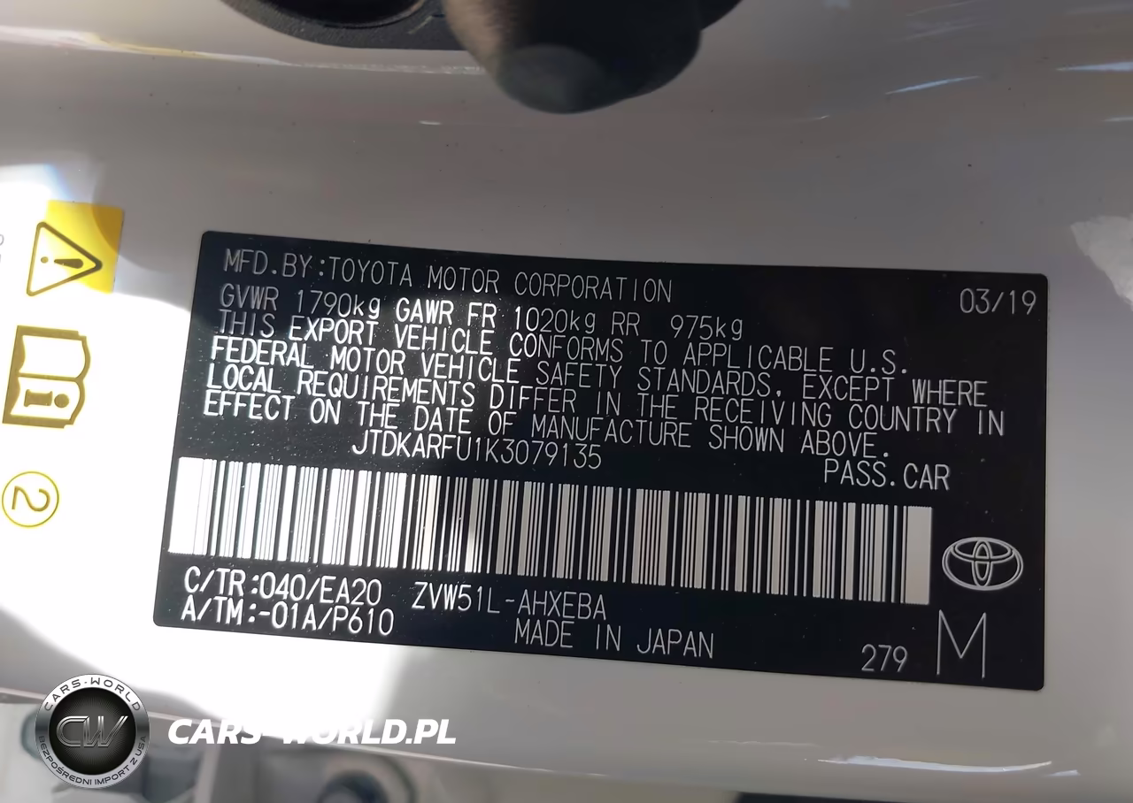 2019 Toyota Prius L Eco-Le-Limited-Xle VIN:JTDKARFU1K3079135 - 9