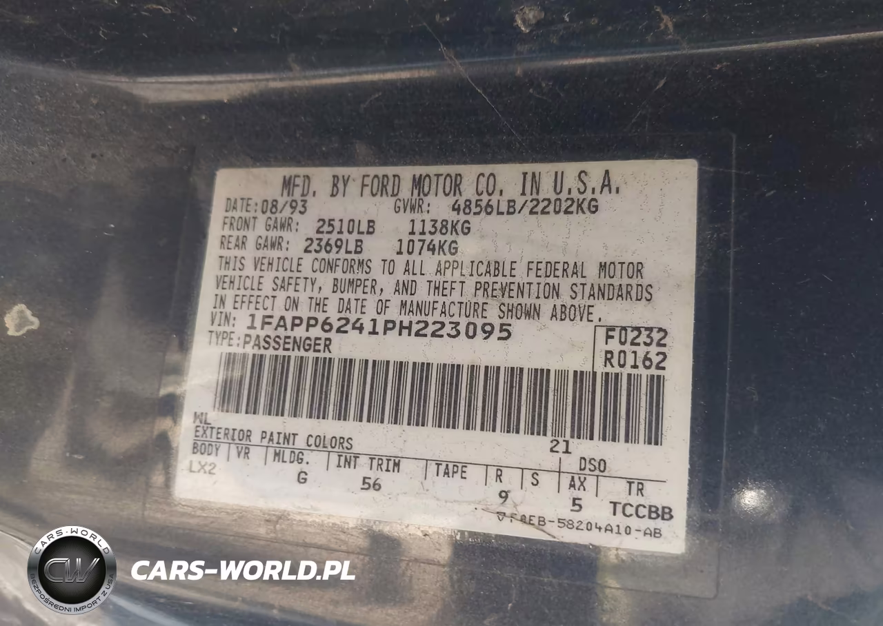 1993 Ford Thunderbird Lx VIN:1FAPP6241PH223095 - 9