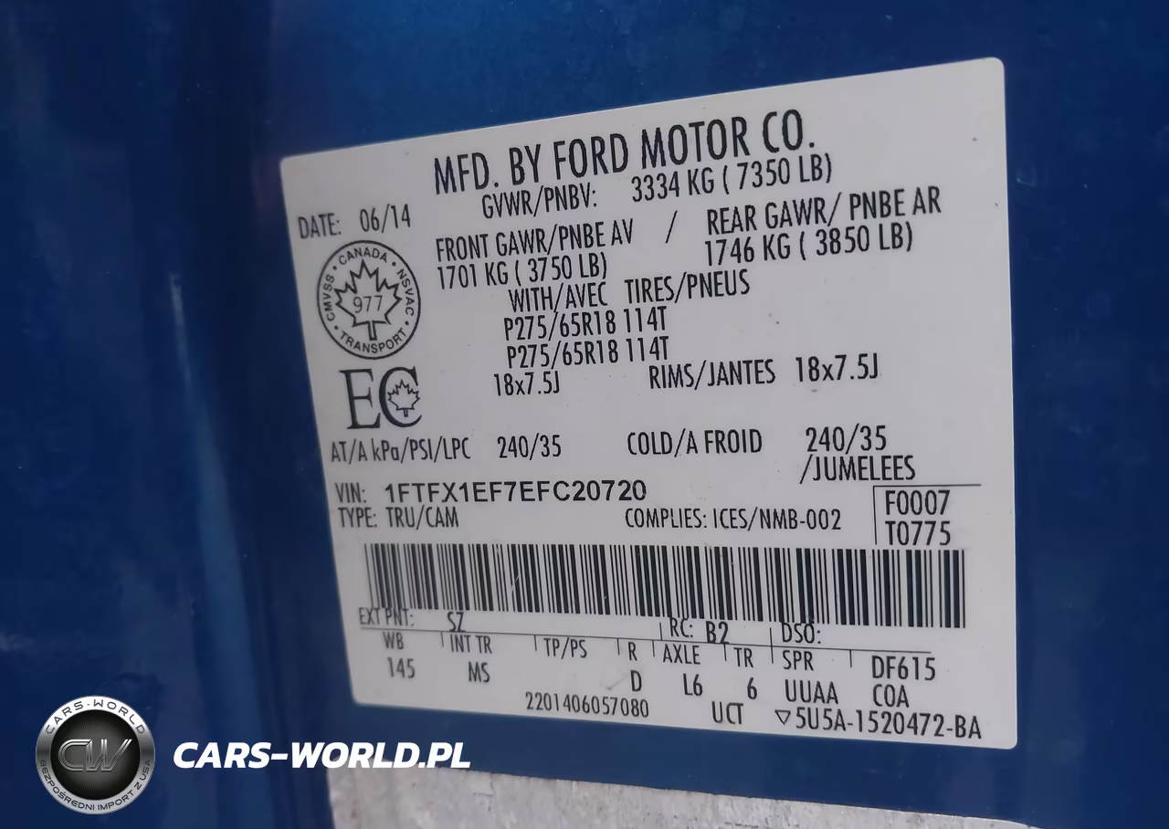 2014 Ford F-150 Xlt VIN:1FTFX1EF7EFC20720 - 9