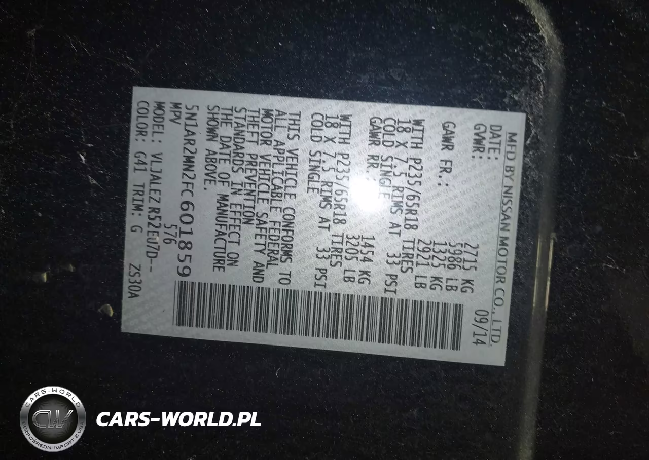 2015 Nissan Pathfinder Sv VIN:5N1AR2MN2FC601859 - 9