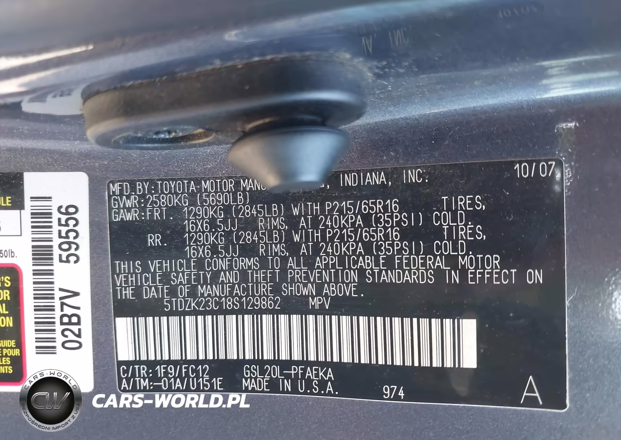 2008 Toyota Sienna Le VIN:5TDZK23C18S129862 - 9