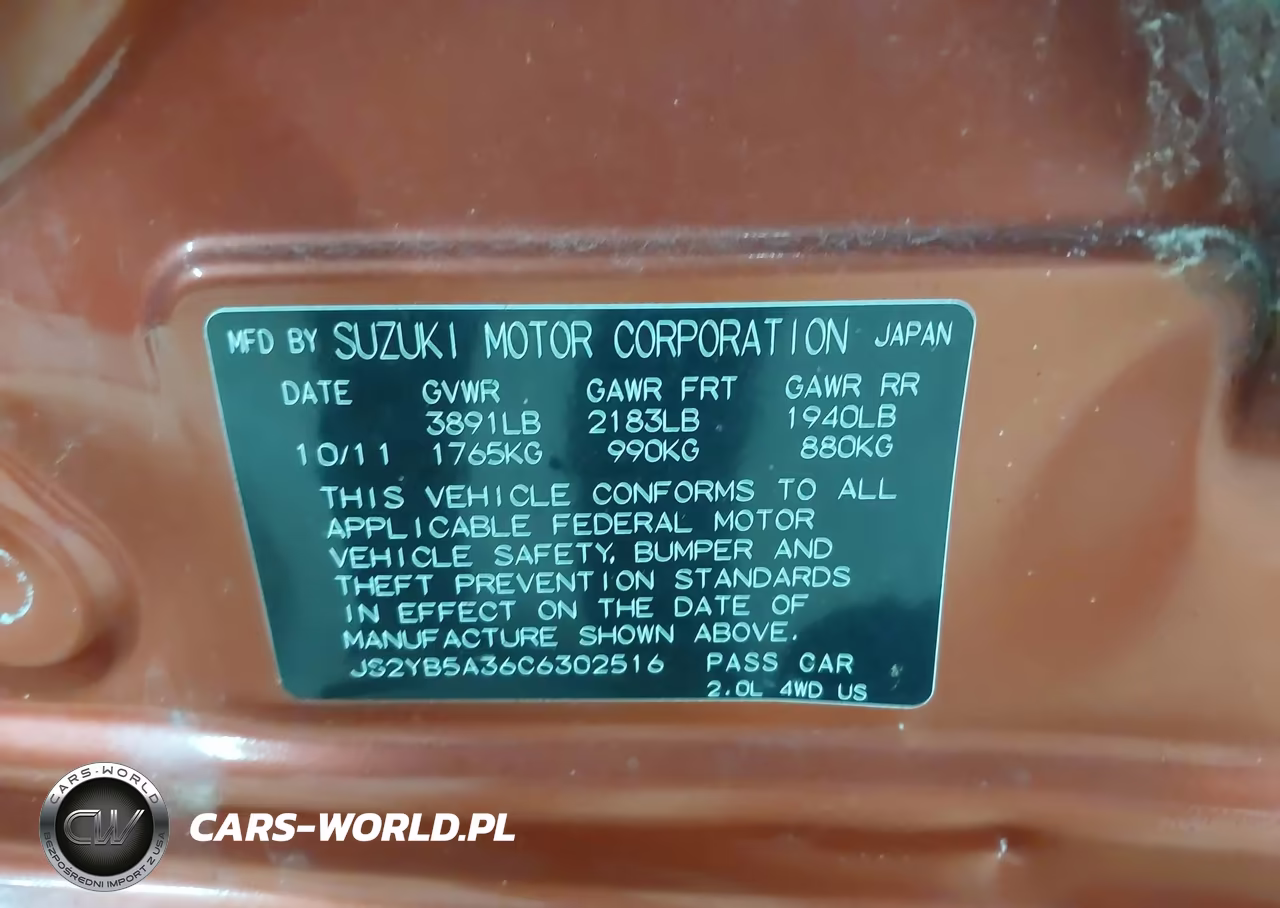 2012 Suzuki Sx4 VIN:JS2YB5A36C6302516 - 9