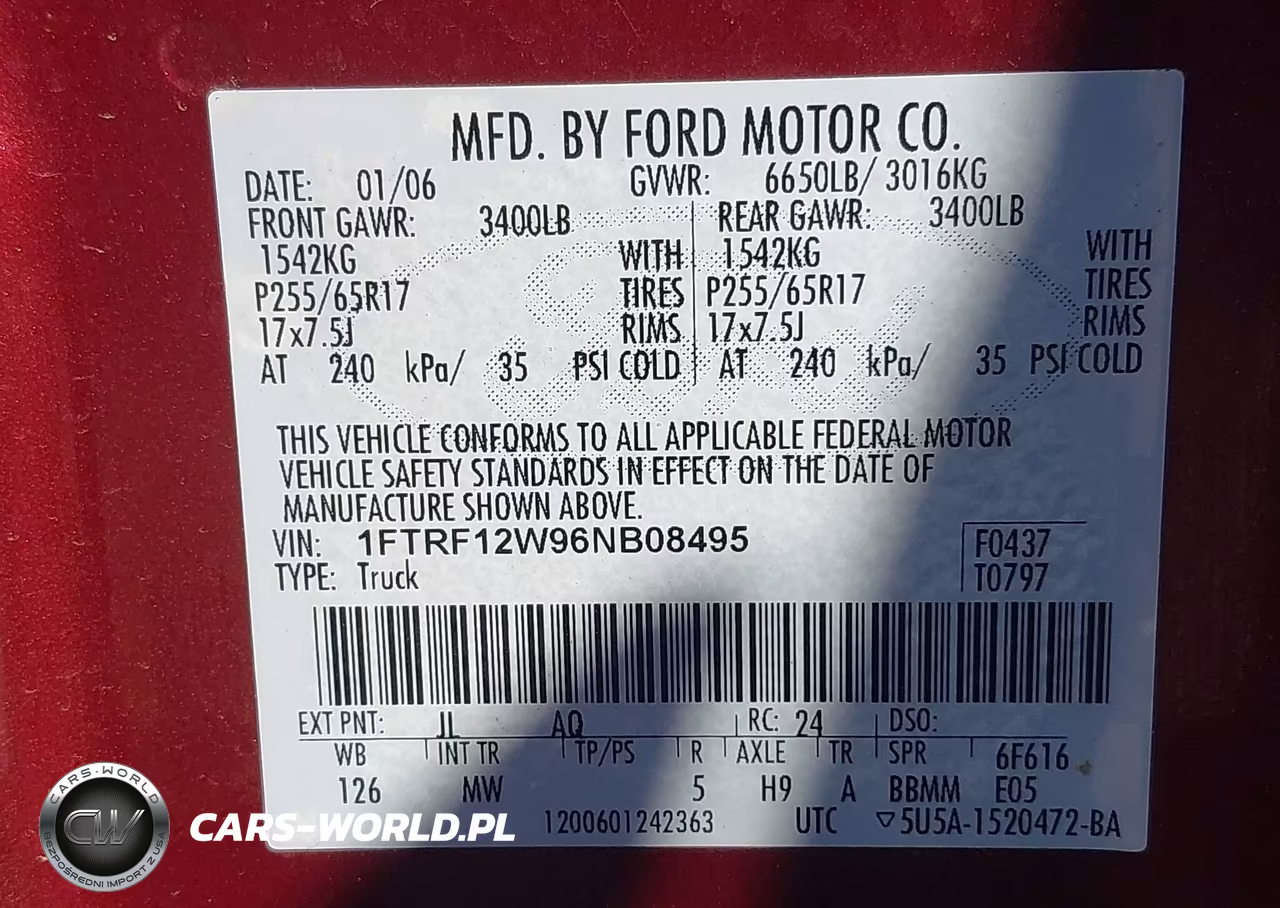 2006 Ford F-150 Stx-Xl-Xlt VIN:1FTRF12W96NB08495 - 9