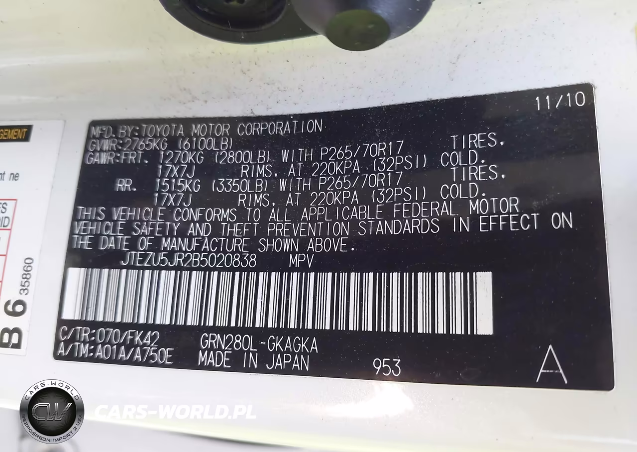 2011 Toyota 4Runner Sr5 V6 VIN:JTEZU5JR2B5020838 - 9