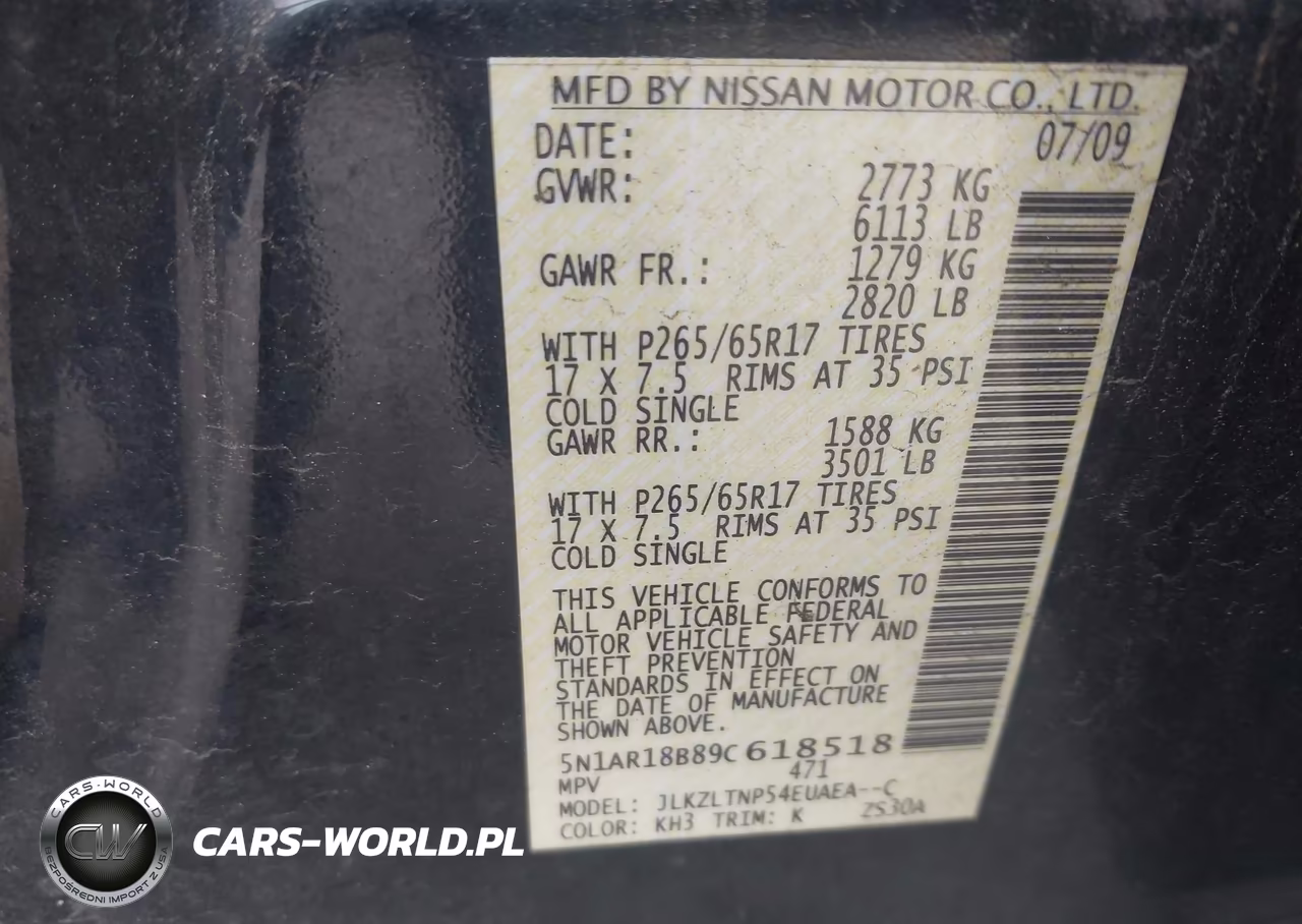 2009 Nissan Pathfinder Se VIN:5N1AR18B89C618518 - 9