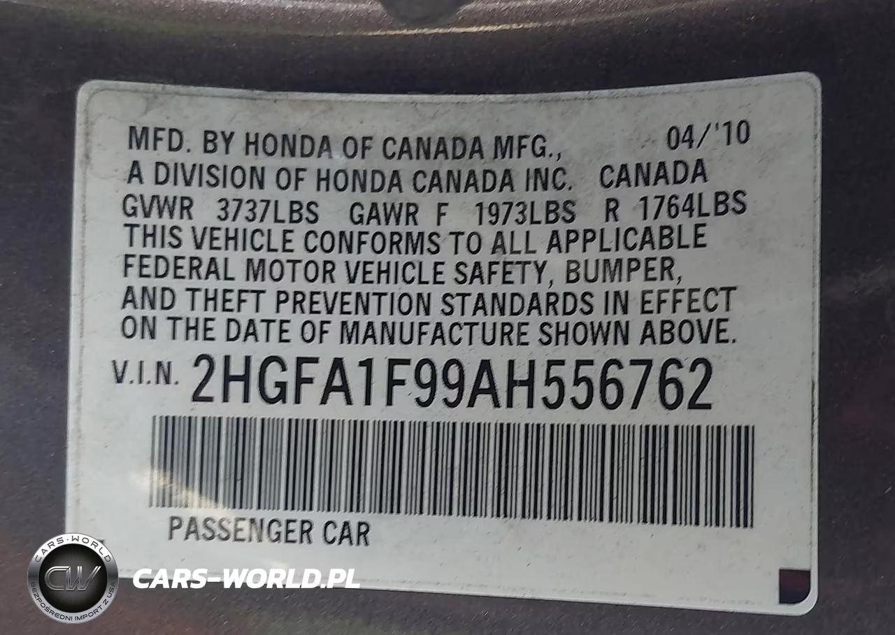 2010 Honda Civic Ex-L VIN:2HGFA1F99AH556762 - 9