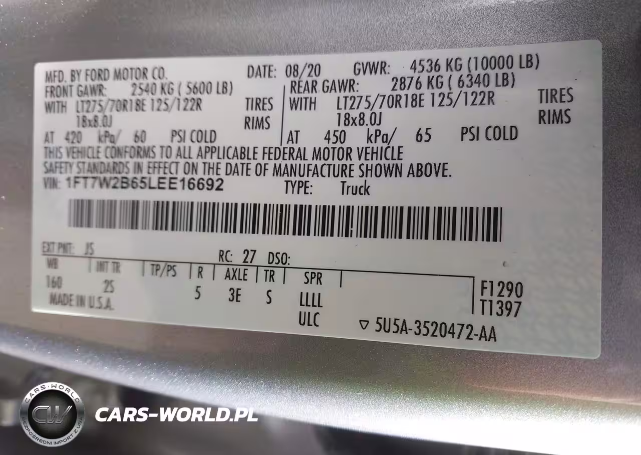 2020 Ford F-250 Xlt VIN:1FT7W2B65LEE16692 - 9