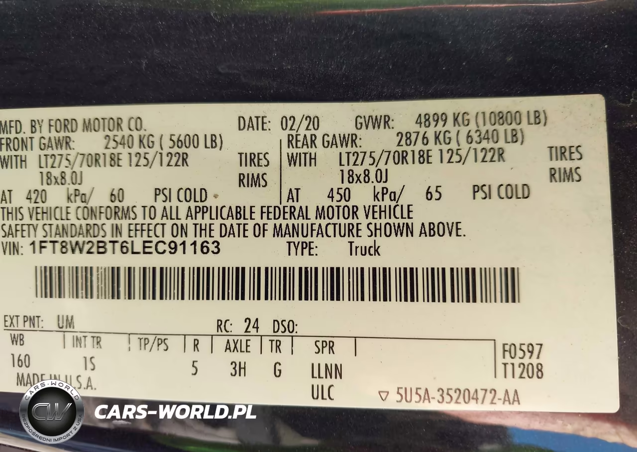 2020 Ford F-250 Xl VIN:1FT8W2BT6LEC91163 - 9