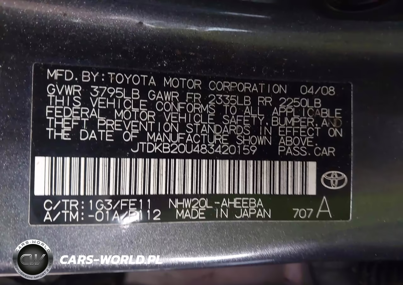 2008 Toyota Prius Touring VIN:JTDKB20U483420159 - 9