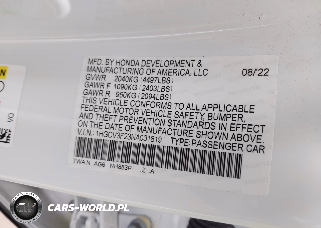 2022 Honda Accord Hybrid Sport VIN:1HGCV3F23NA031819 - 9