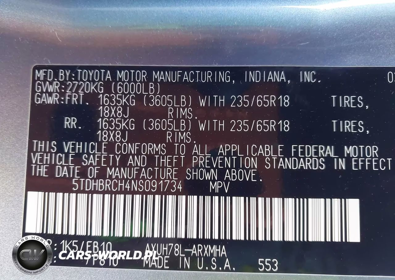 2022 Toyota Highlander Hybrid Xle VIN:5TDHBRCH4NS091734 - 9