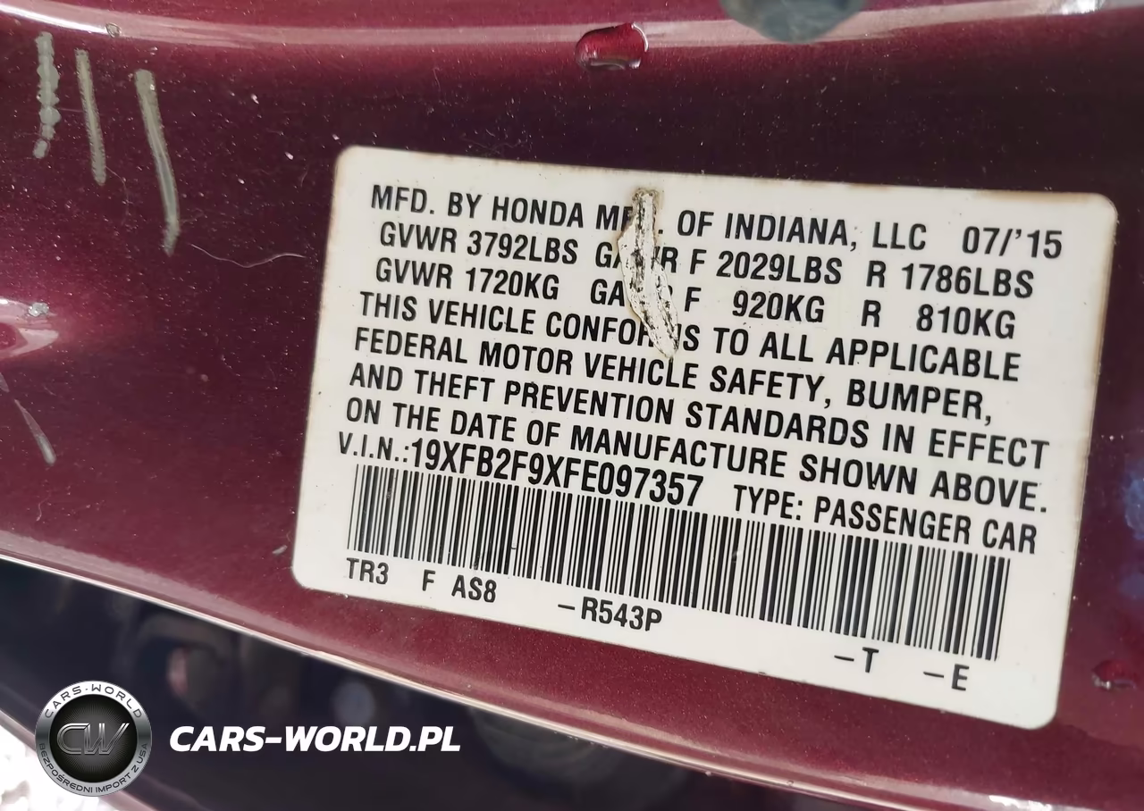 2015 Honda Civic Ex-L VIN:19XFB2F9XFE097357 - 9