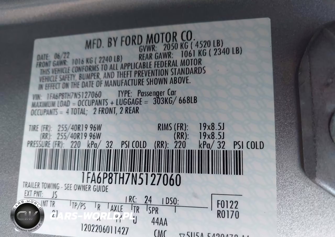 2022 Ford Mustang Ecoboost Fastback VIN:1FA6P8TH7N5127060 - 9
