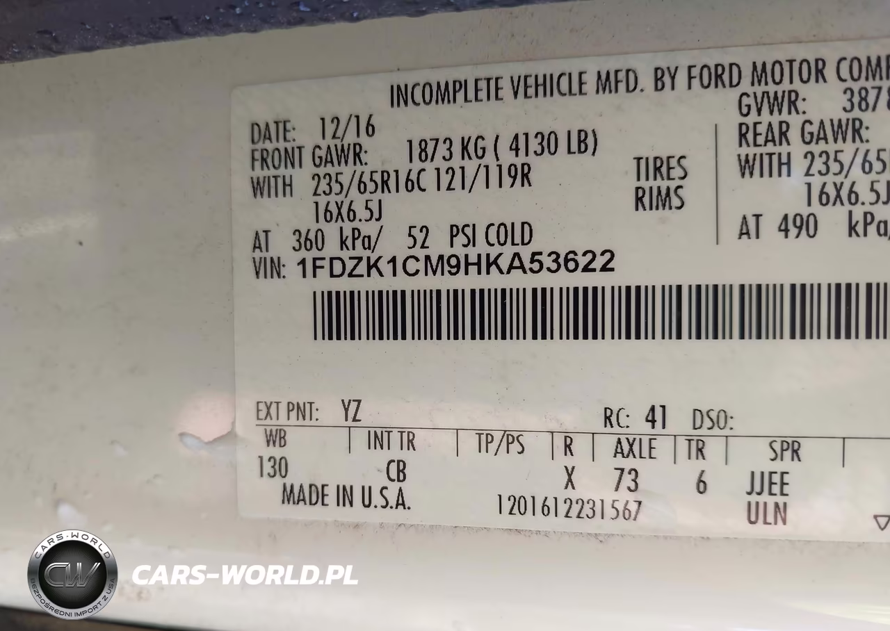 2017 Ford Transit-150 Xlt VIN:1FDZK1CM9HKA53622 - 9