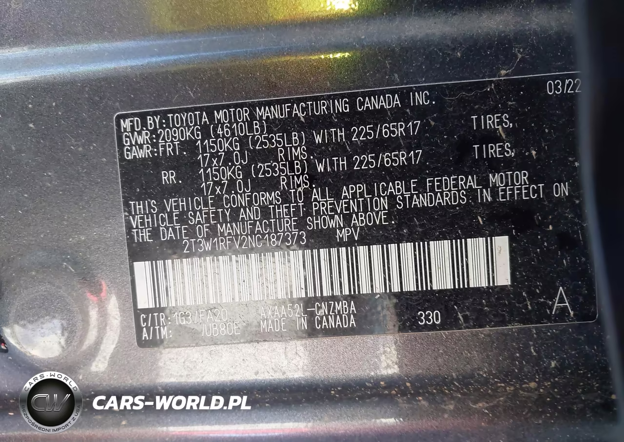 2022 Toyota Rav4 Xle VIN:2T3W1RFV2NC187373 - 9