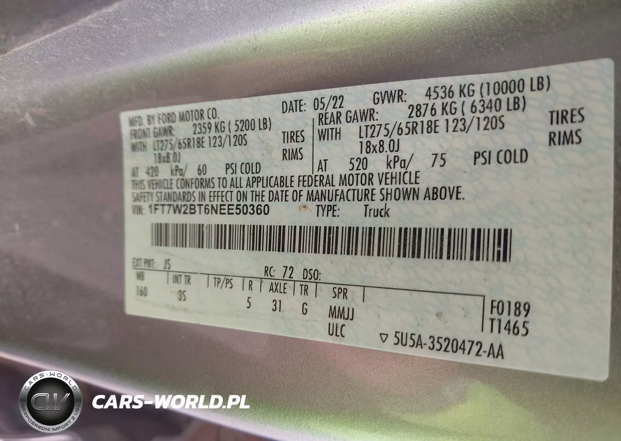 2022 Ford F-250 Xlt VIN:1FT7W2BT6NEE50360 - 9