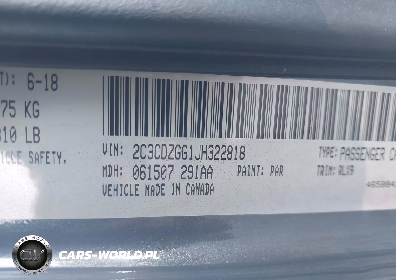 2018 Dodge Challenger Gt Awd VIN:2C3CDZGG1JH322818 - 9