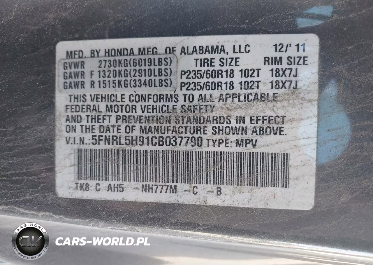 2012 Honda Odyssey Touring-Touring Elite VIN:5FNRL5H91CB037790 - 9