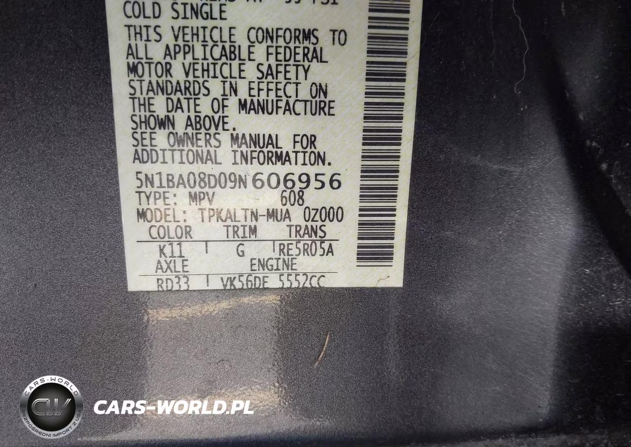 NISSAN ARMADA SE VIN:5N1BA08D09N606956 - 9