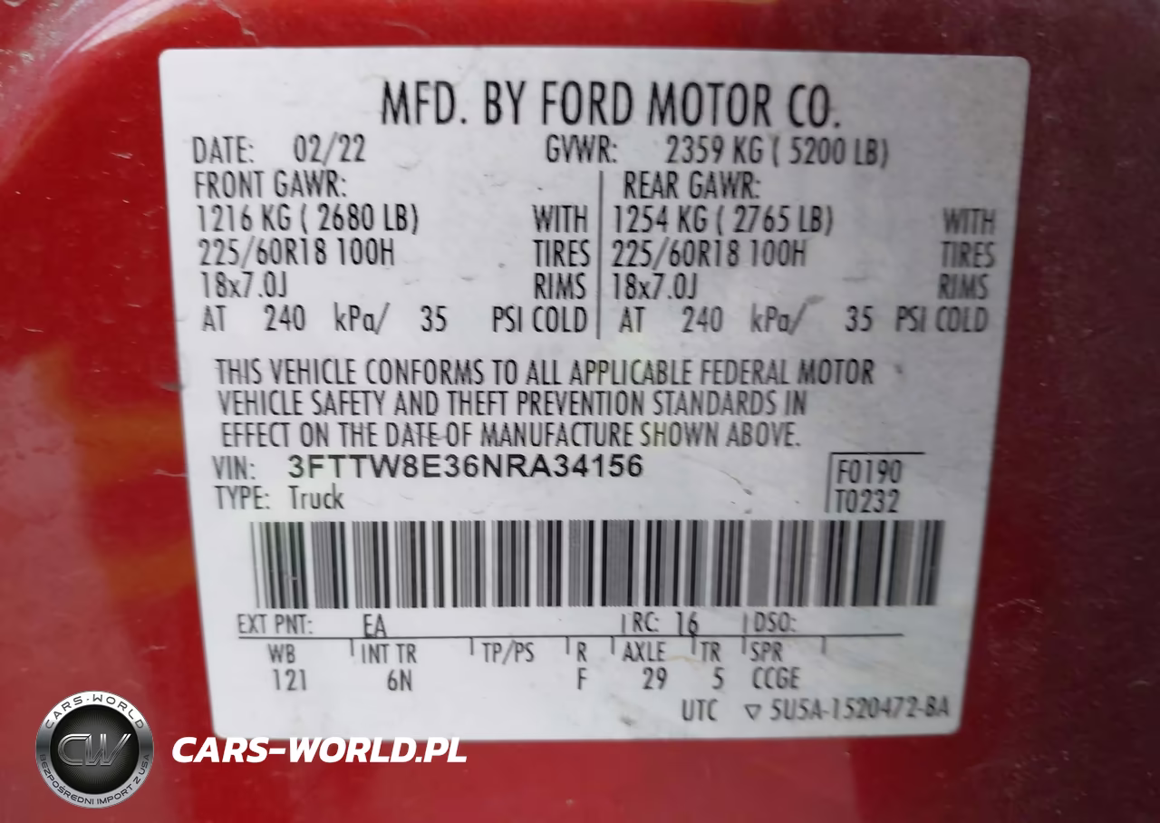 2022 Ford Maverick Lariat VIN:3FTTW8E36NRA34156 - 9
