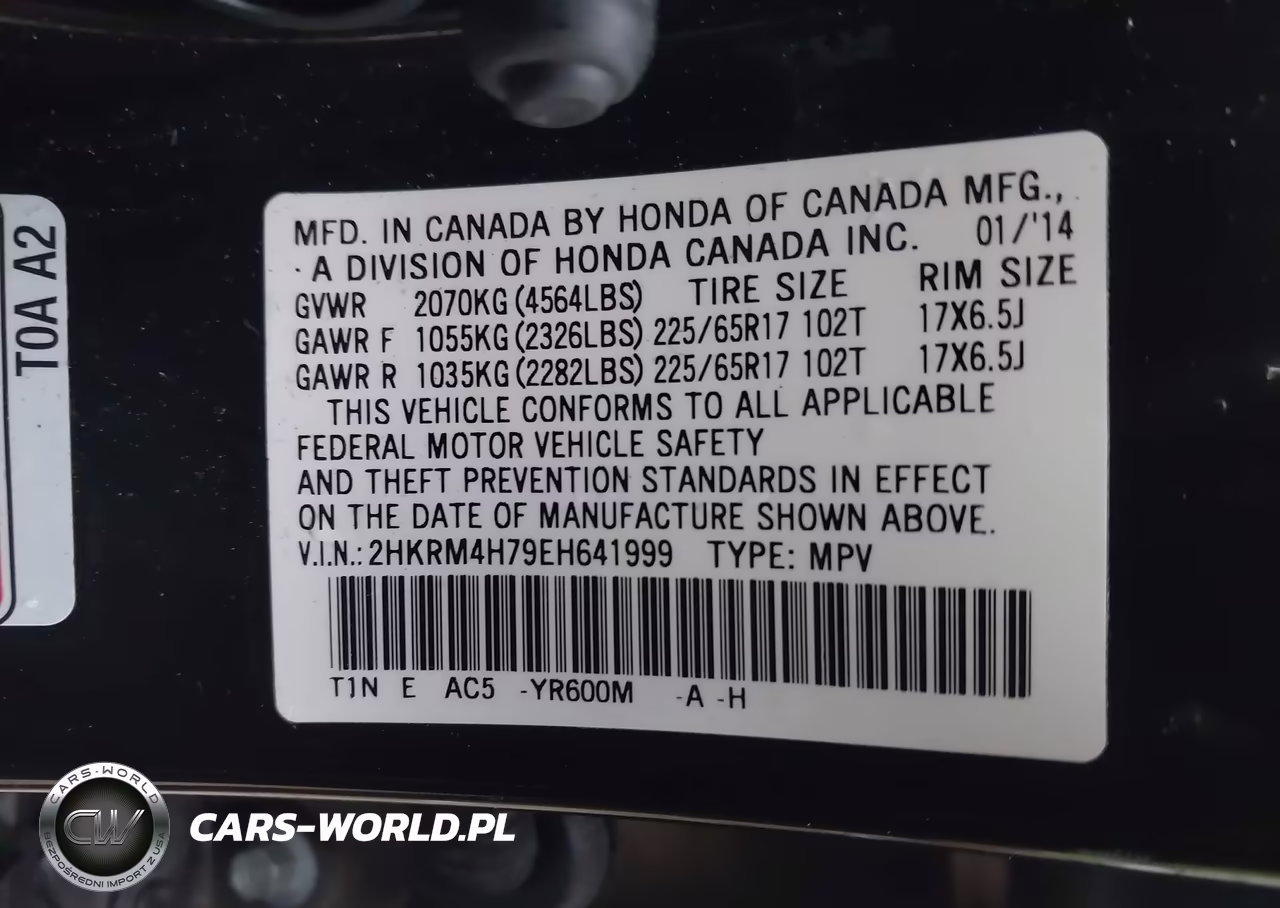 2014 Honda Cr-V Exl VIN:2HKRM4H79EH641999 - 9