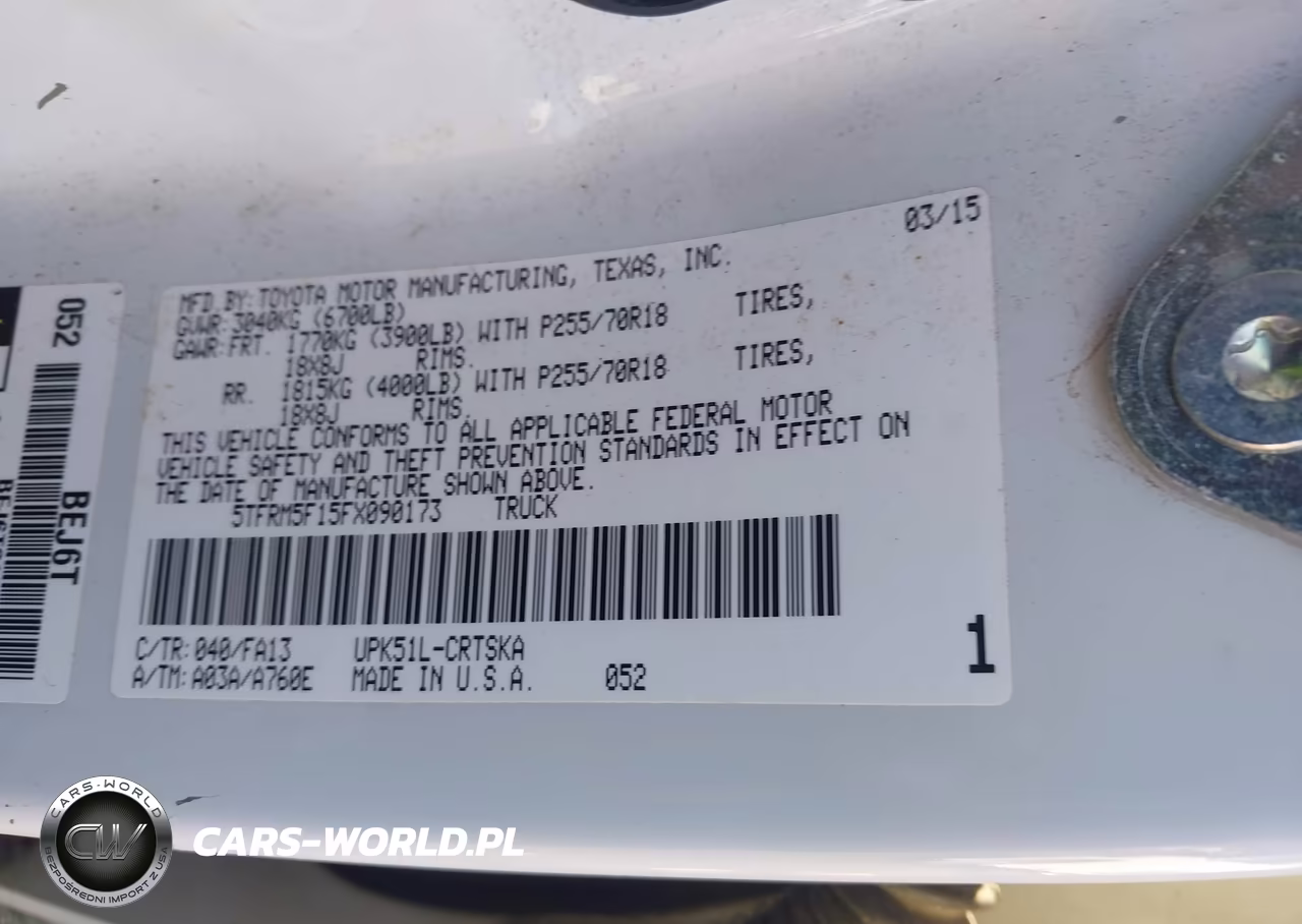 2015 Toyota Tundra Sr 4.6L V8 VIN:5TFRM5F15FX090173 - 9