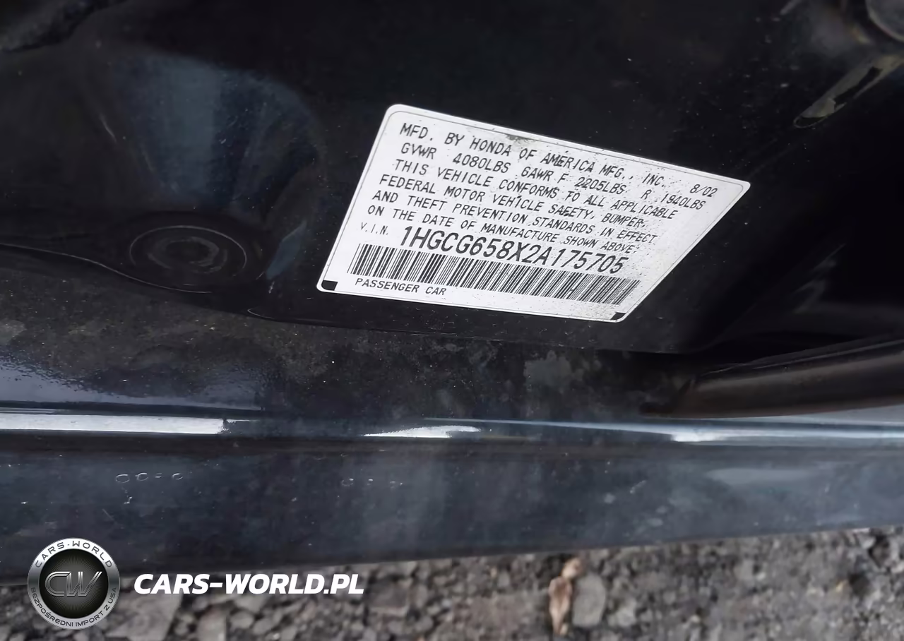 2002 Honda Accord 2.3 Ex VIN:1HGCG658X2A175705 - 9