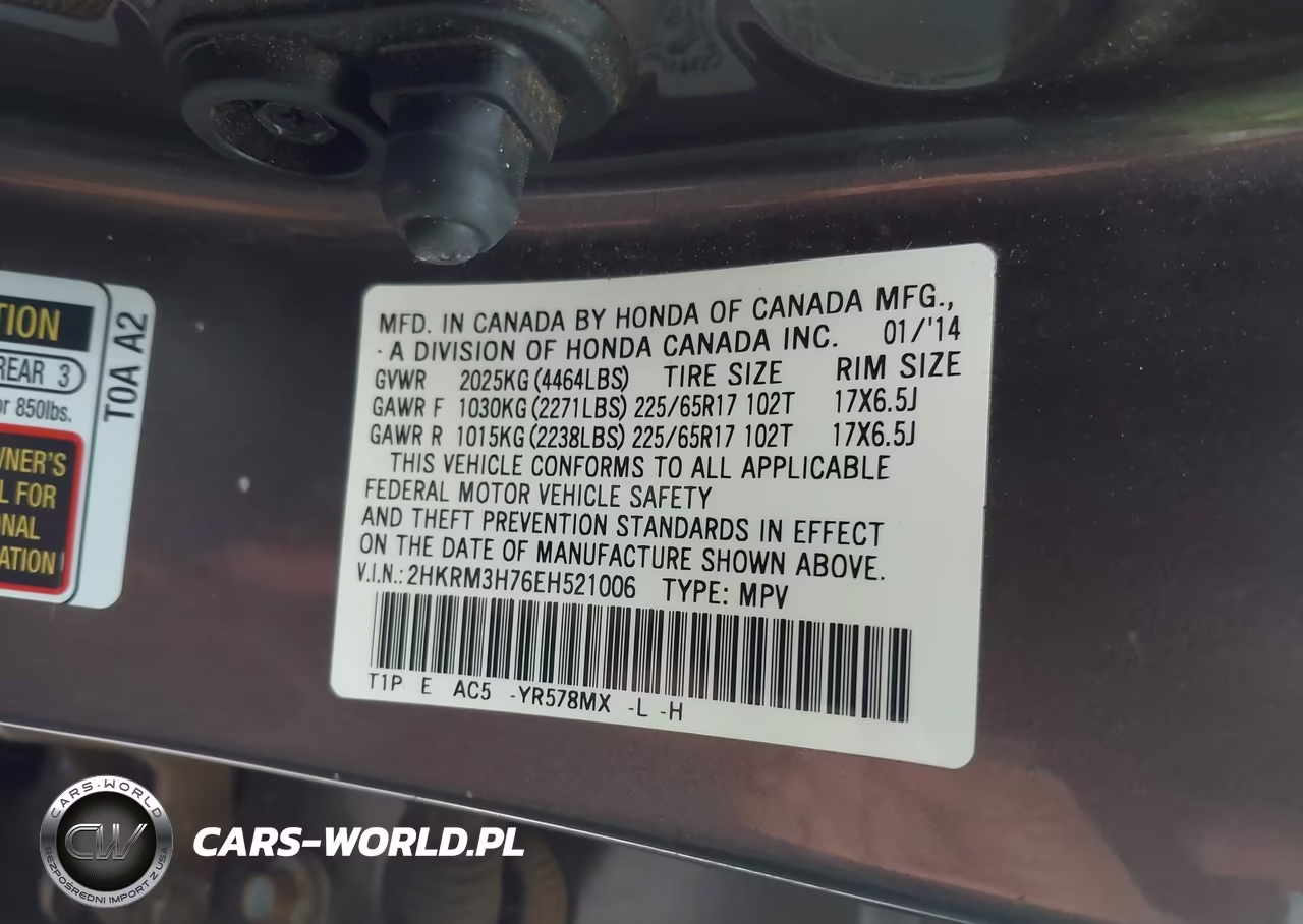 2014 Honda Cr-V Ex-L VIN:2HKRM3H76EH521006 - 8