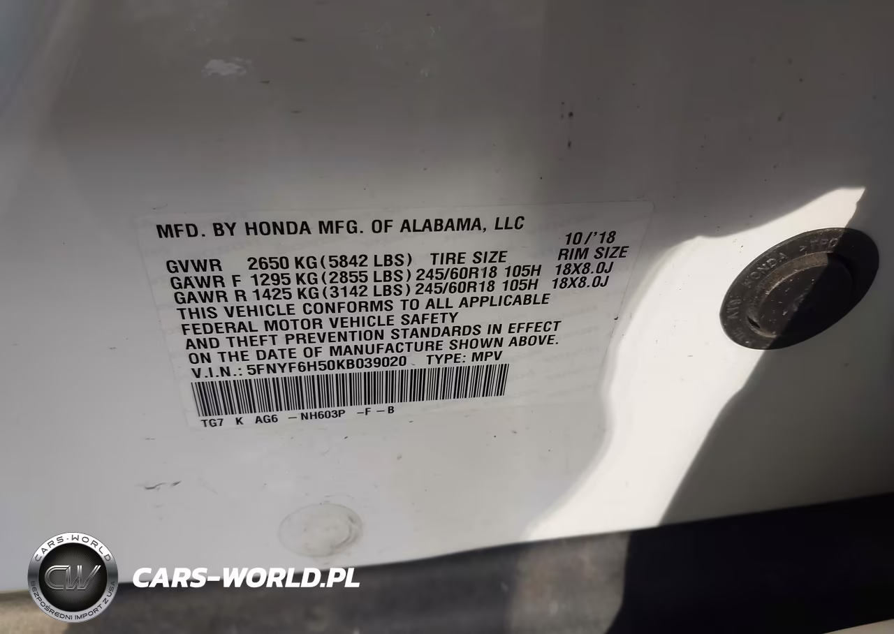 2019 Honda Pilot Ex-L VIN:5FNYF6H50KB039020 - 9