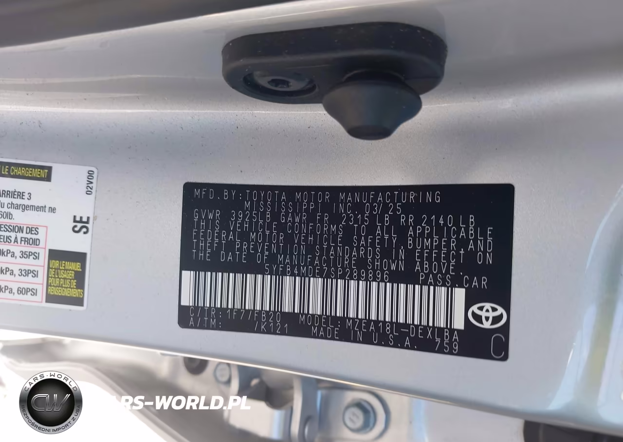 2025 Toyota Corolla Le VIN:5YFB4MDE7SP289896 - 9