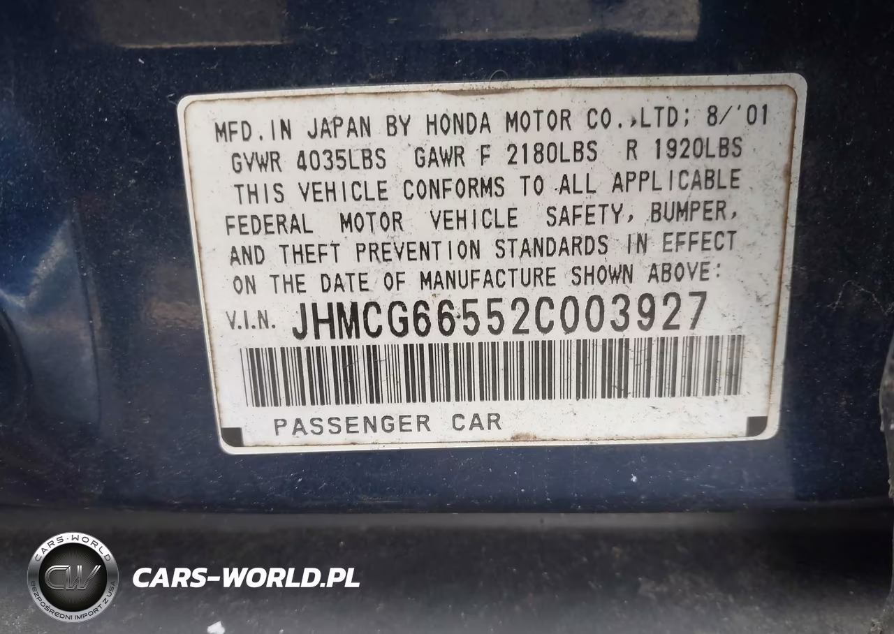 2002 Honda Accord 2.3 Lx VIN:JHMCG66552C003927 - 9