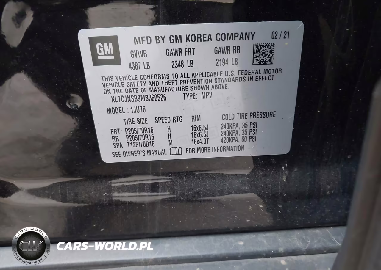 2021 Chevrolet Trax Awd Ls VIN:KL7CJNSB9MB360526 - 9