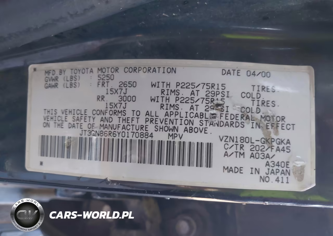 2000 Toyota 4Runner Sr5 V6 VIN:JT3GN86R6Y0170884 - 9