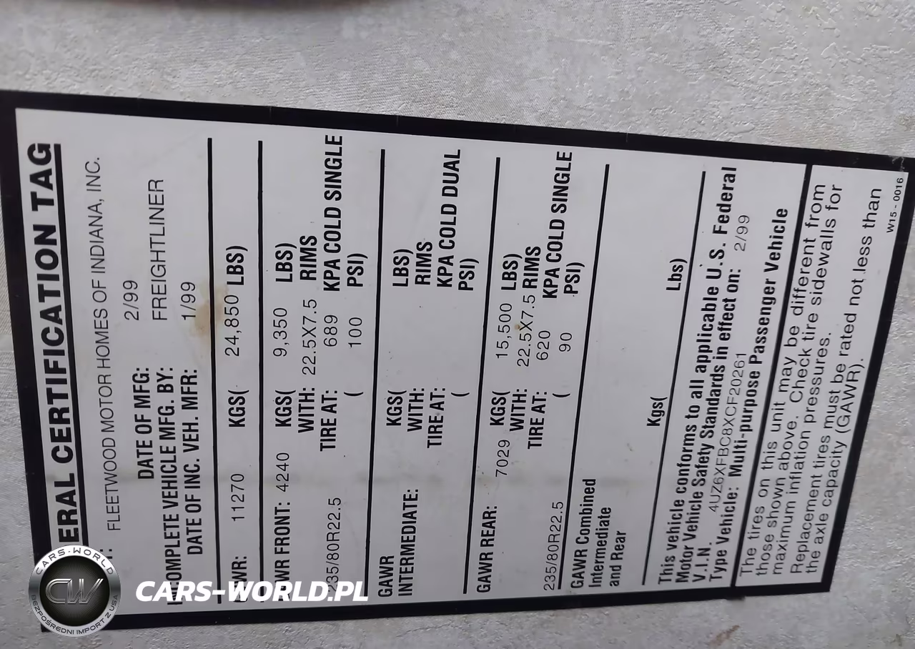 1999 Freightliner Chassis X Line Motor Home VIN:4UZ6XFBC8XCF20261 - 9