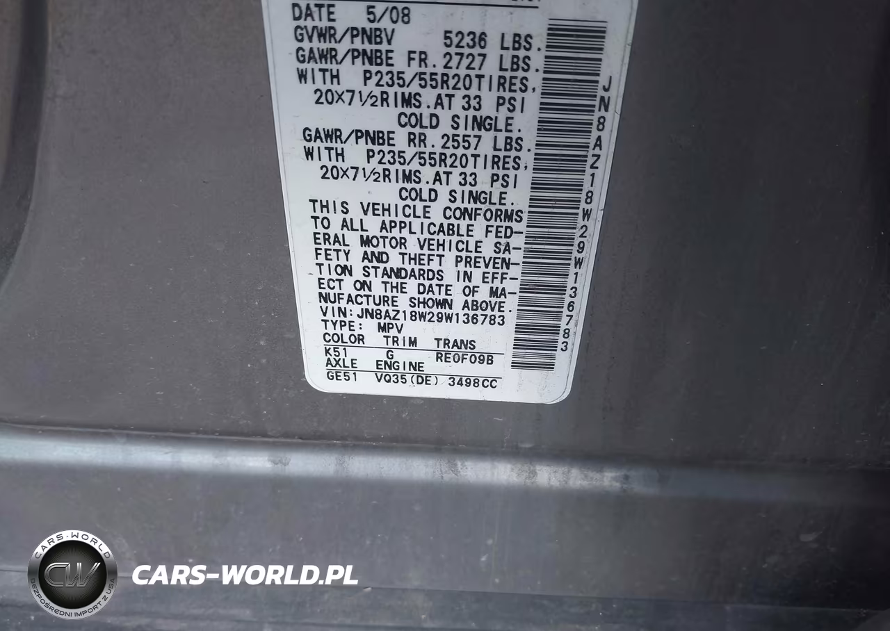 2009 Nissan Murano Le VIN:JN8AZ18W29W136783 - 9