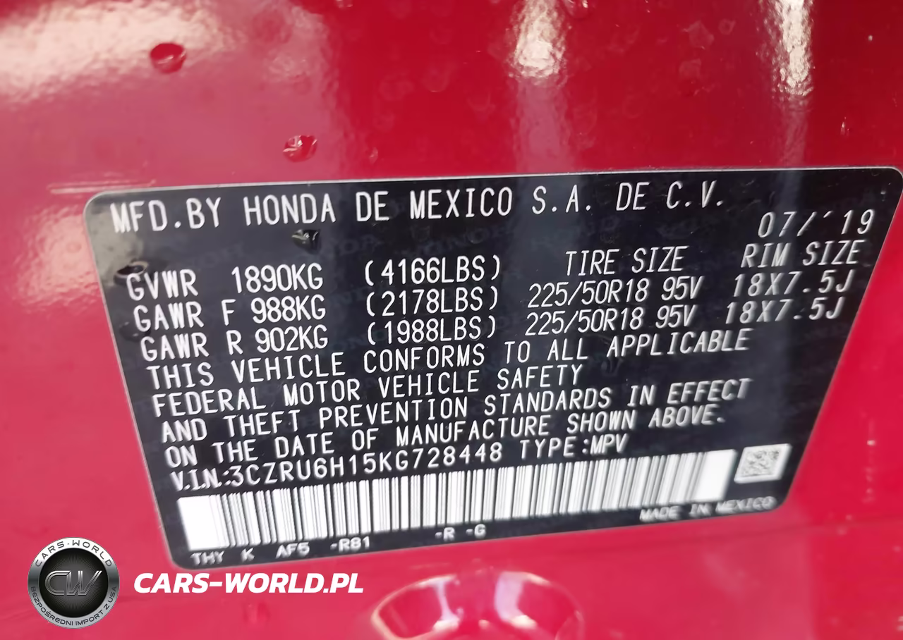2019 Honda Hr-V Sport VIN:3CZRU6H15KG728448 - 9
