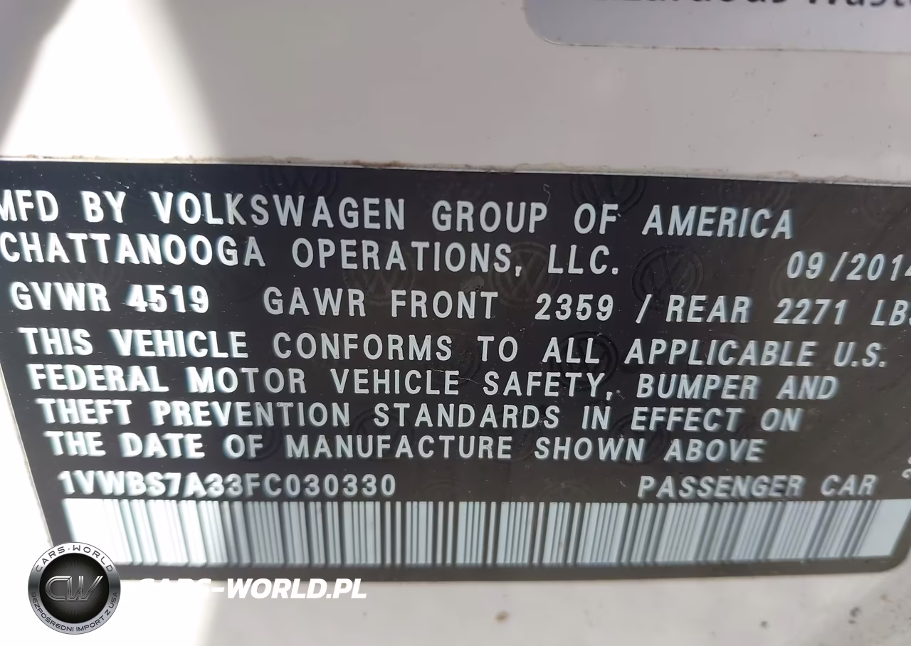 2015 Volkswagen Passat 1.8T Se VIN:1VWBS7A33FC030330 - 9