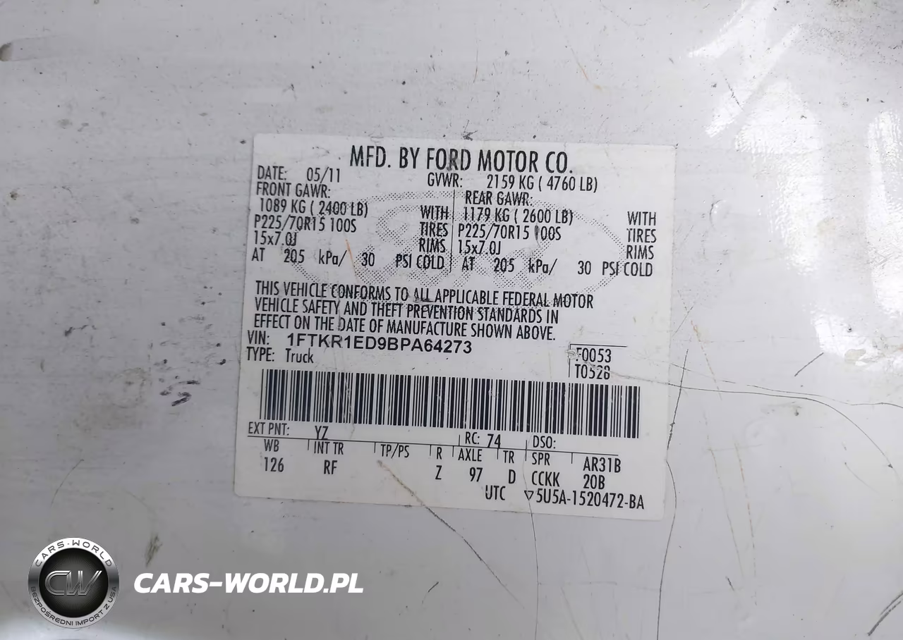 2011 Ford Ranger Super Cab VIN:1FTKR1ED9BPA64273 - 9