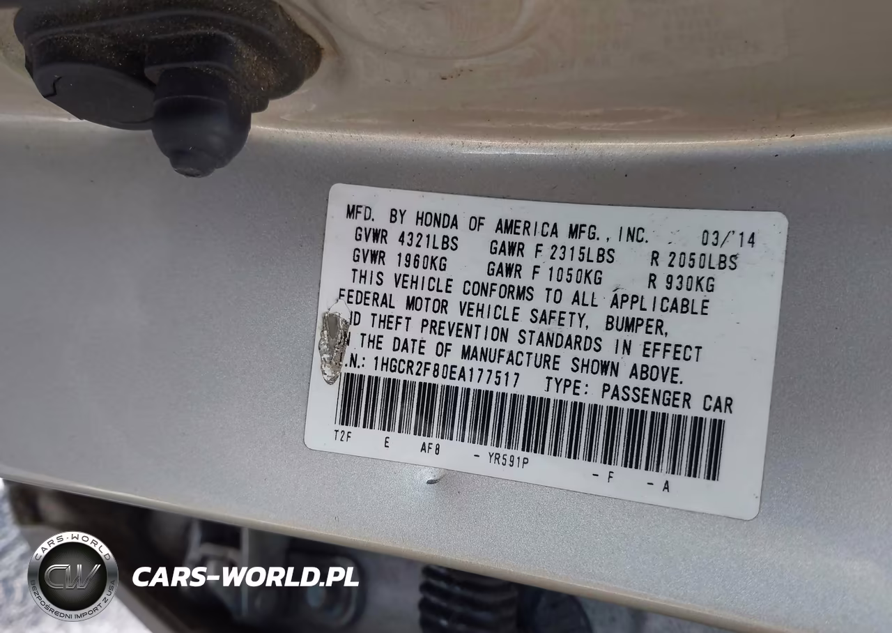2014 Honda Accord Ex-L VIN:1HGCR2F80EA177517 - 9